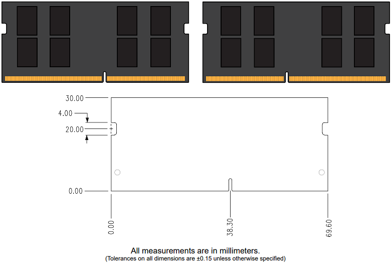 Mechanical Drawing - Kingston FURY Impact DDR4 Memory Modules