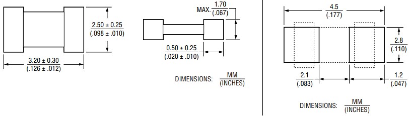 Mechanical Drawing - Bourns BVRA1210 Automotive-Grade Low-Voltage Varistors