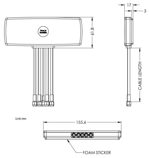 Mechanical Drawing - Maxtena MEA-5G-IMG-AM Adhesive Mount Antenna