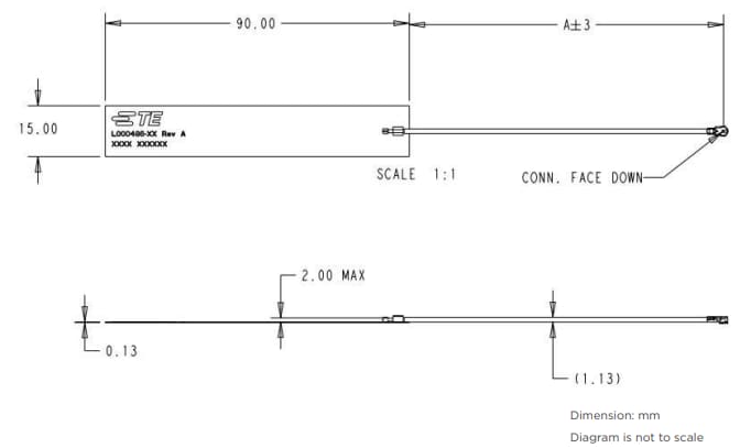 Mechanical Drawing - TE Connectivity / Linx Technologies Cellular FPC European World Band Antennas