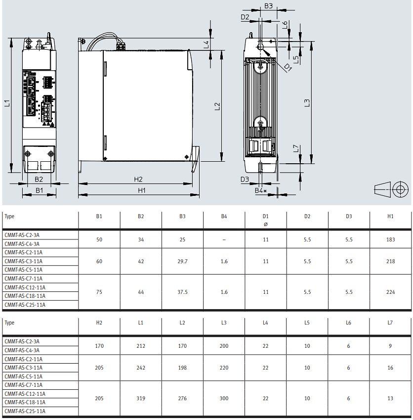 Mechanical Drawing - Festo CMMT-AS Servo Drives