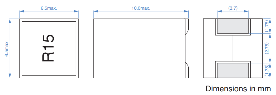 Mechanical Drawing - TDK VLBU6565100 F4-Type Wound Ferrite Inductors