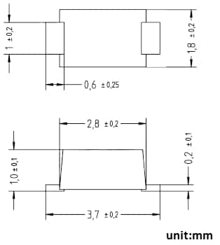 Mechanical Drawing - Diotec Semiconductor TPSMF4Lx SMD Transient Voltage Suppressor Diodes